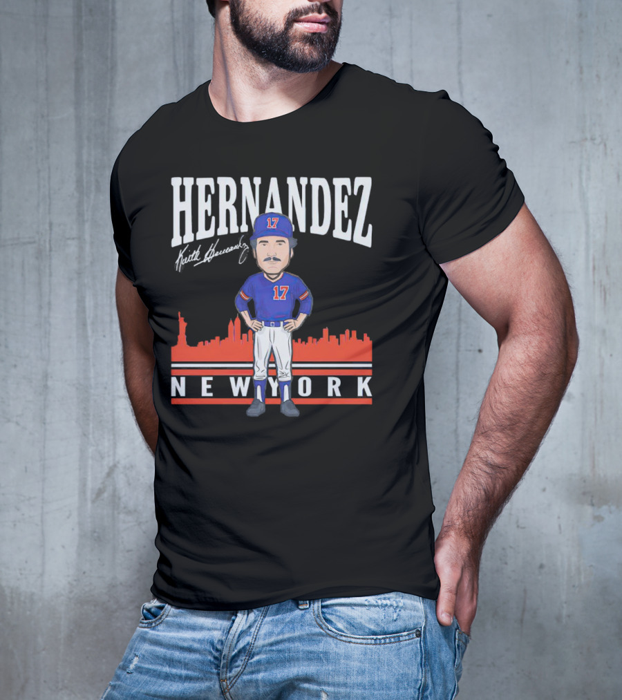 Hernandez Keith Hernandez Caricature New York 17 Signature T-Shirt