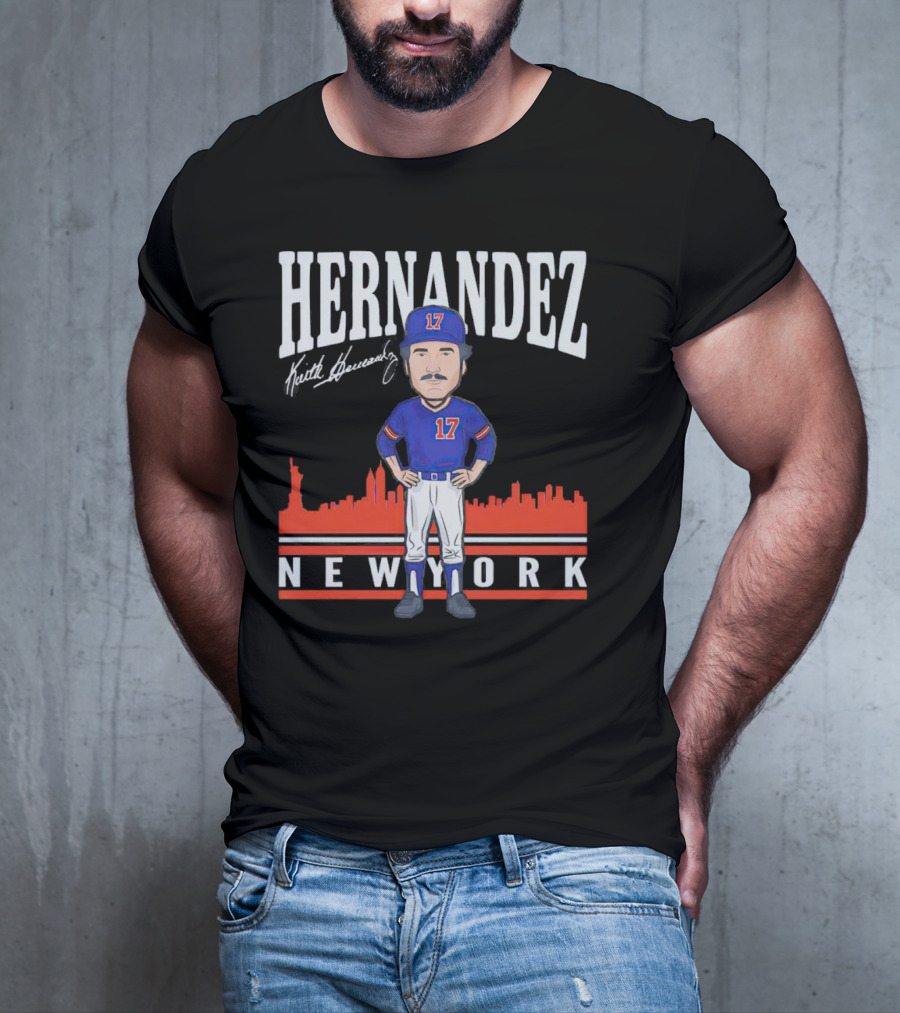 Hernandez Keith Hernandez Caricature New York 17 Signature T-Shirt