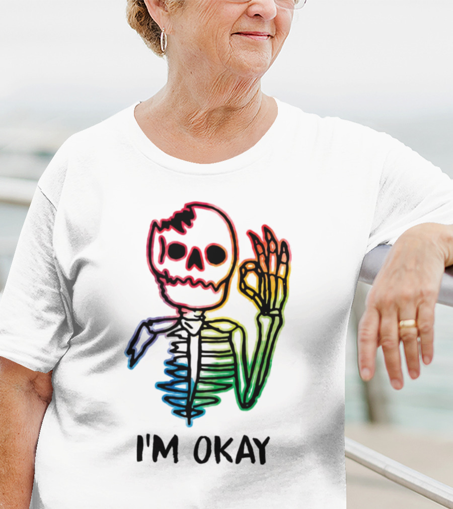 Skeleton Pride Gay Rainbow I'm Okay T-Shirt