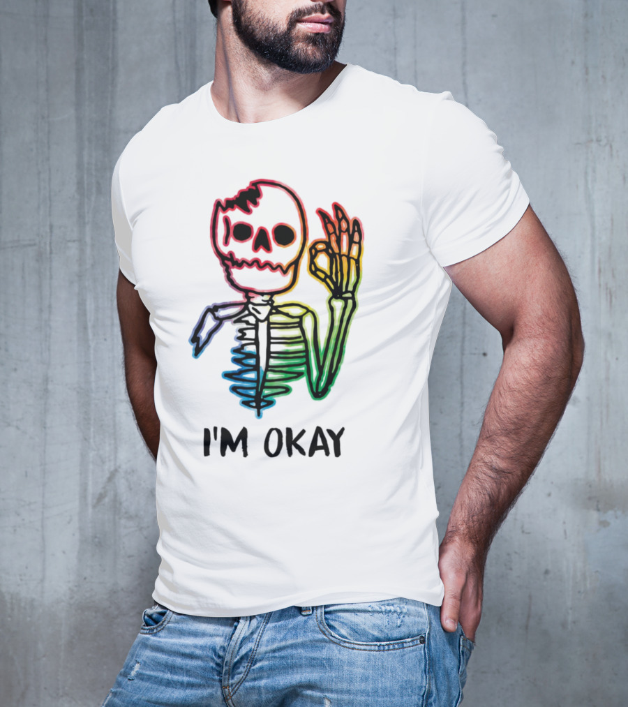 Skeleton Pride Gay Rainbow I'm Okay T-Shirt