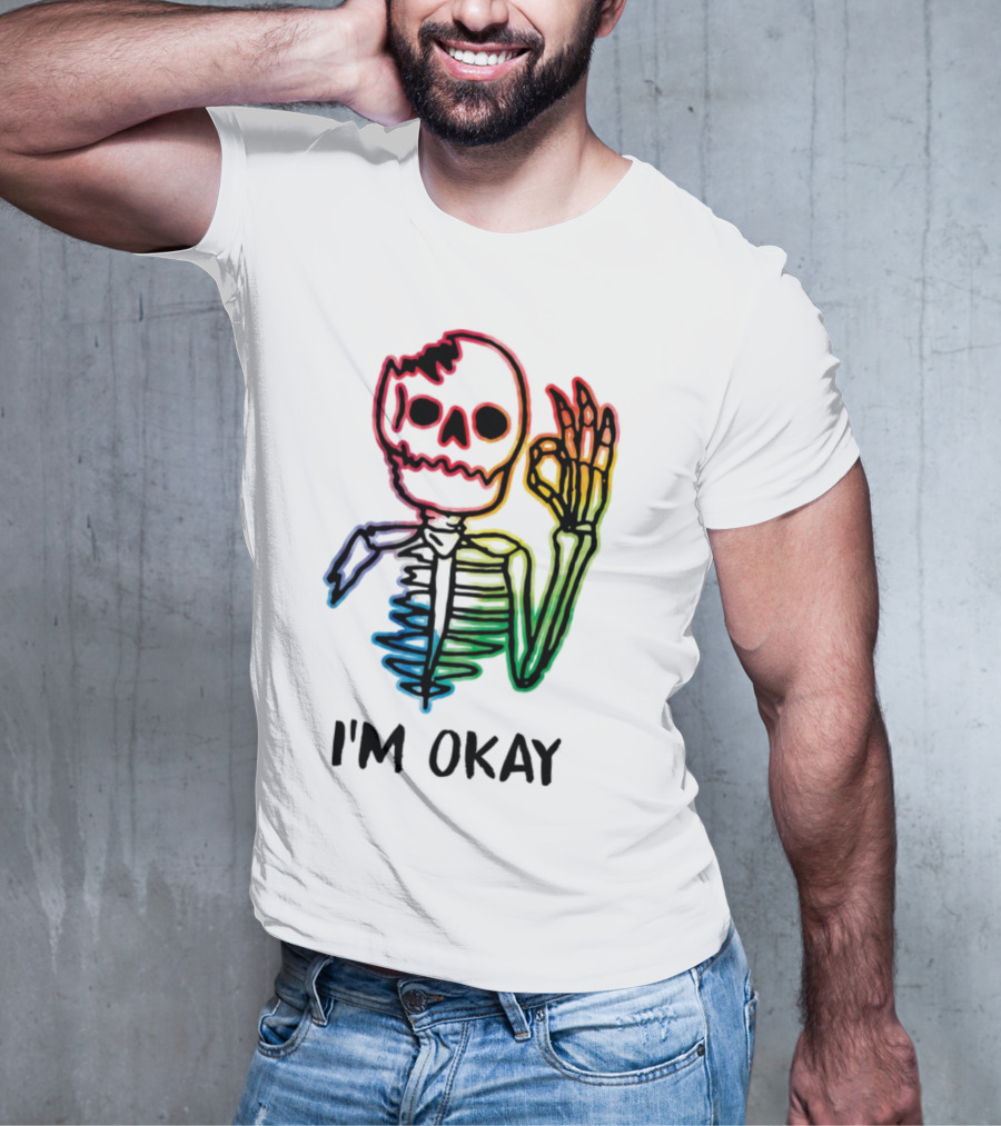 Skeleton Pride Gay Rainbow I'm Okay T-Shirt