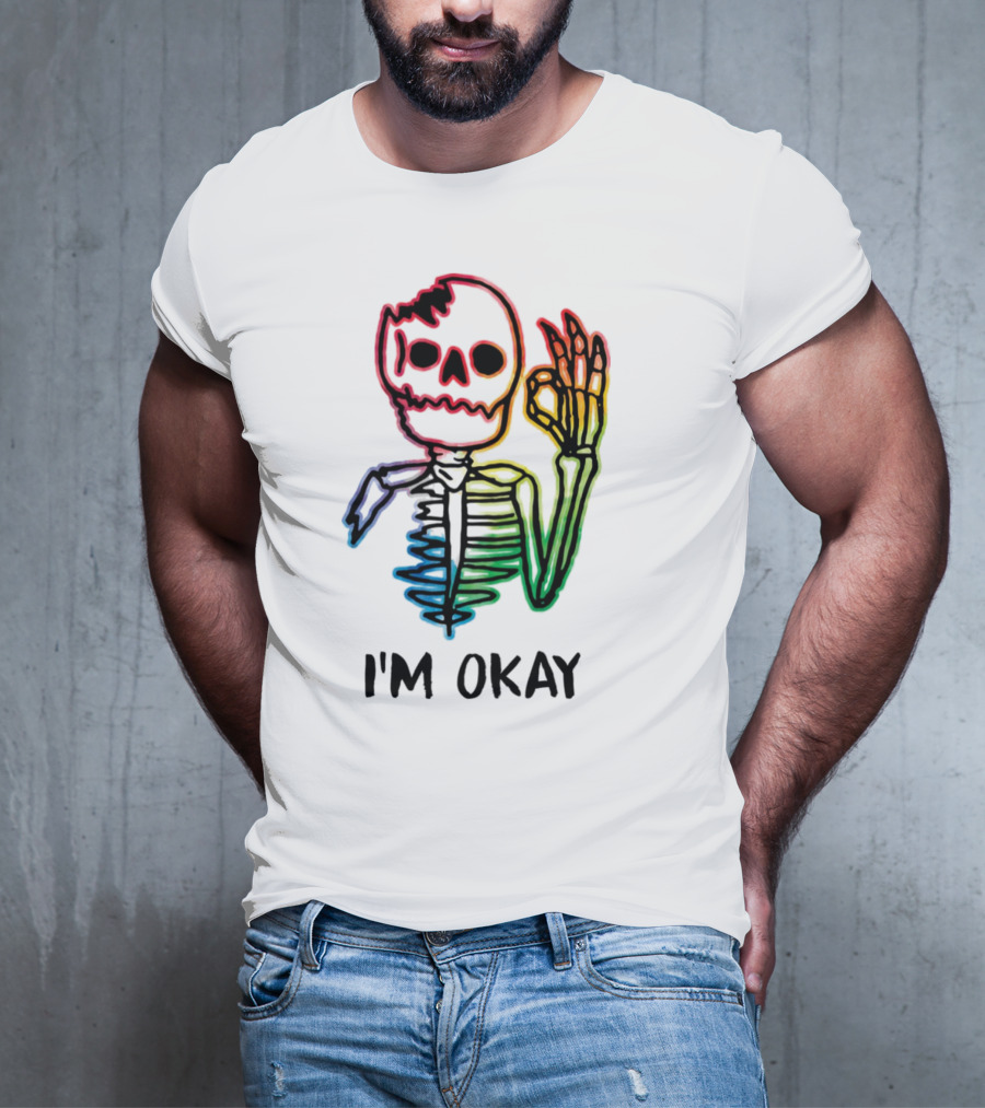Skeleton Pride Gay Rainbow I'm Okay T-Shirt