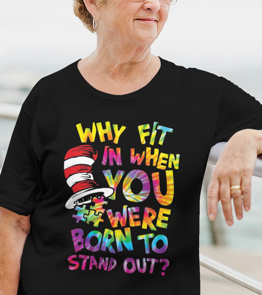 Why Fit In When You Were Born To Stand Out Colorful Hat Puzzle T-Shirt