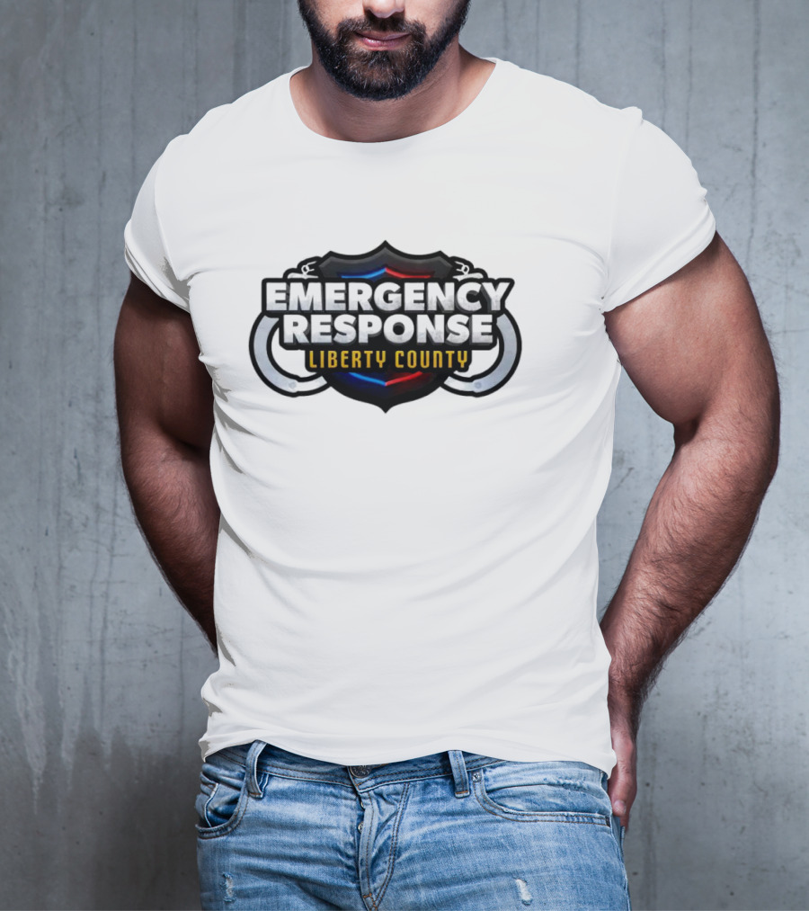 Emergency Response Liberty County Handcuff Shield Emblem T-Shirt
