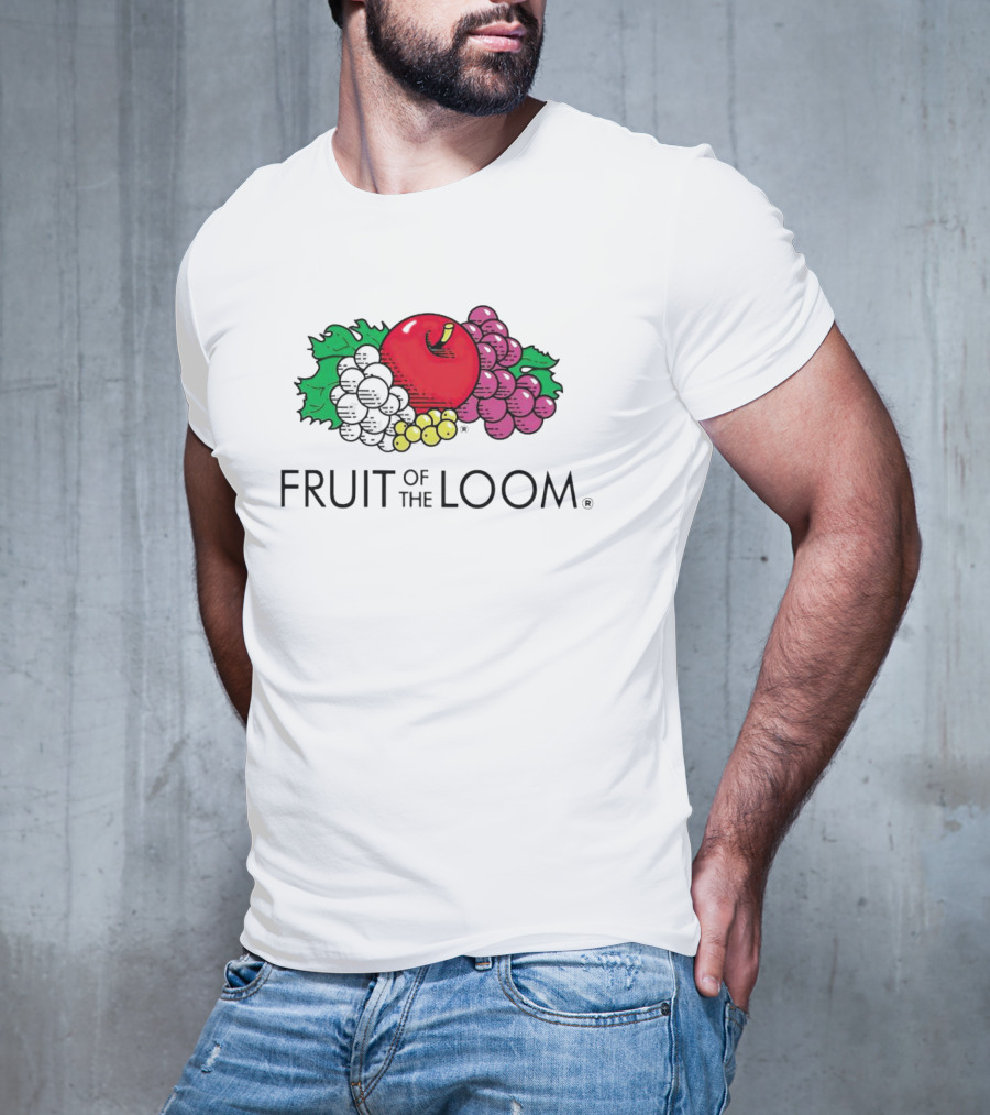 FRUIT OF THE LOOM Logo With Apples Grapes And Leaves T-Shirt