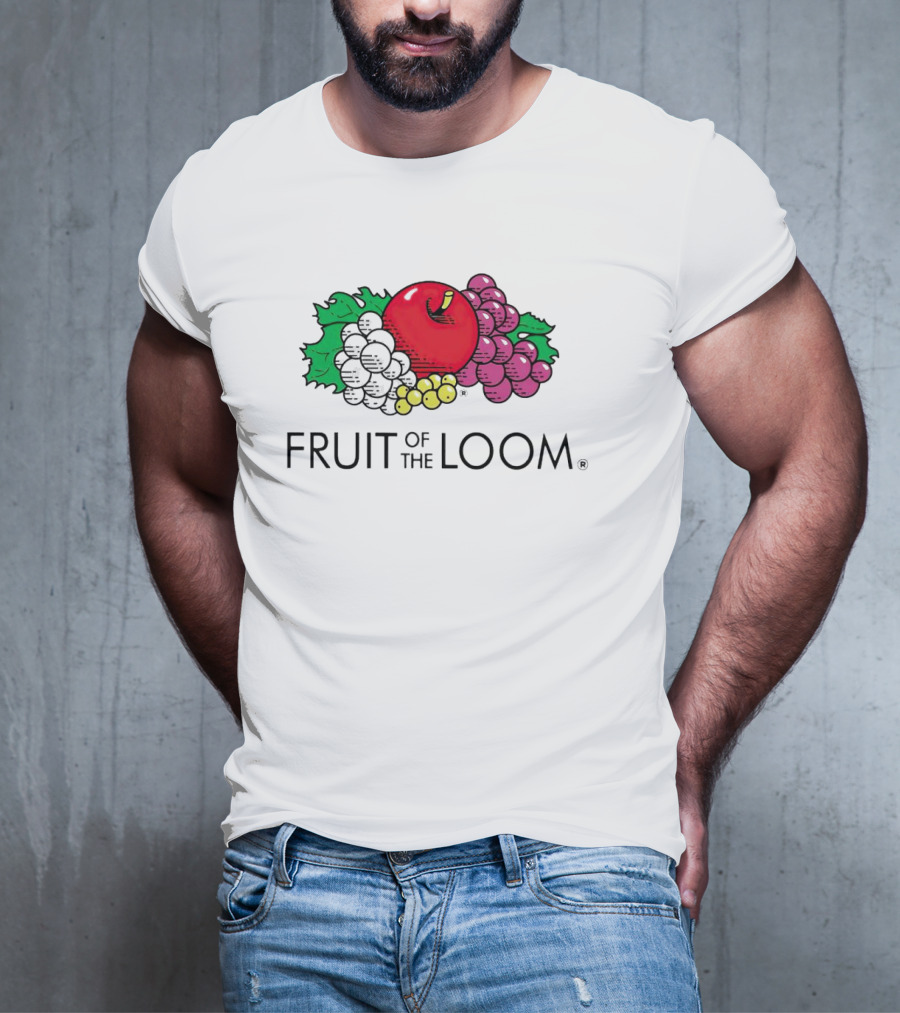 FRUIT OF THE LOOM Logo With Apples Grapes And Leaves T-Shirt