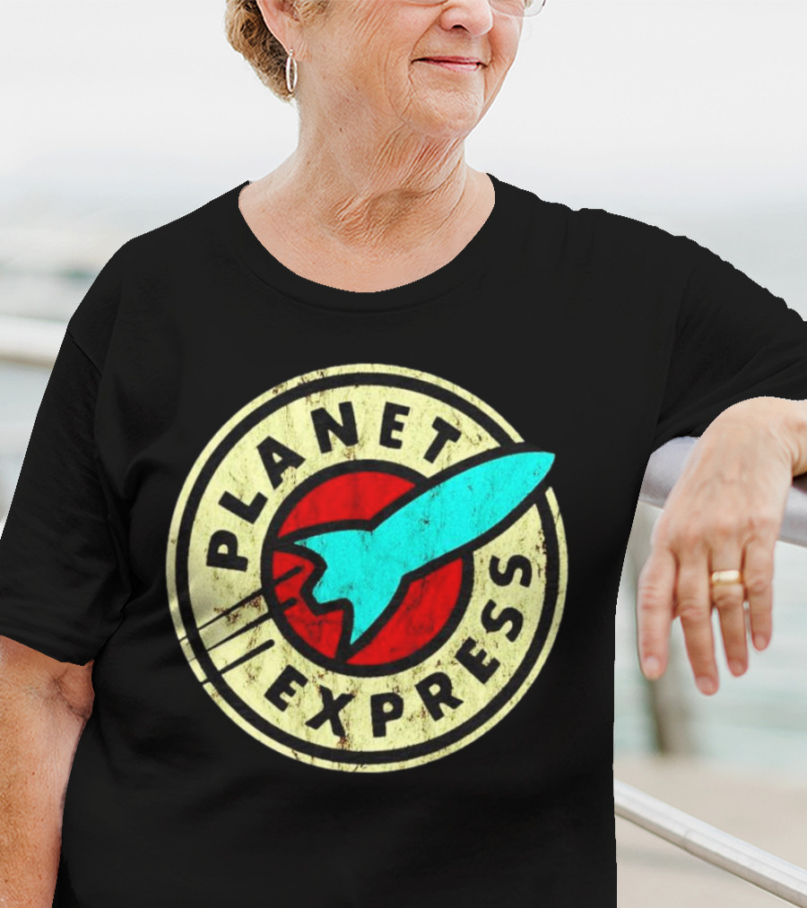Futurama Retro Planet Express Vintage Rocket Emblem T-Shirt