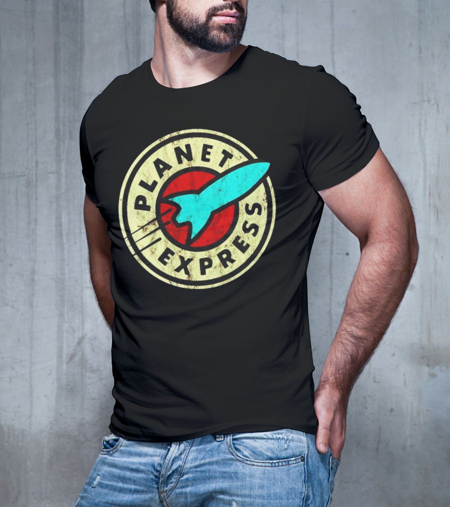 Futurama Retro Planet Express Vintage Rocket Emblem T-Shirt