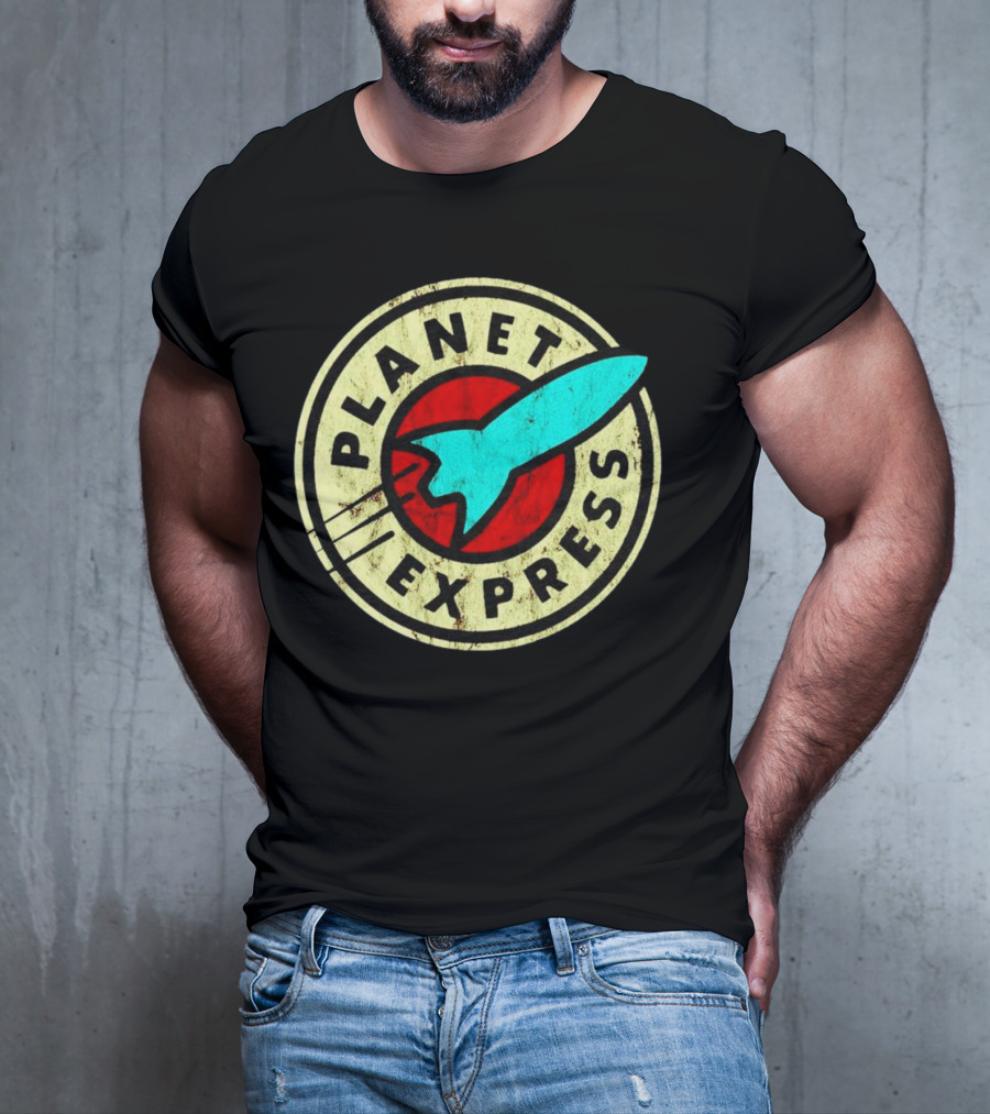 Futurama Retro Planet Express Vintage Rocket Emblem T-Shirt