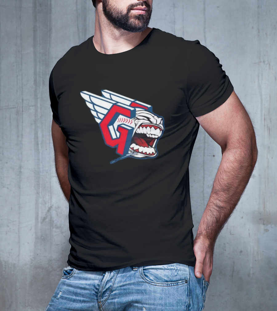 Cleveland Guardians Screaming G With Baseball Bat Wings T-Shirt