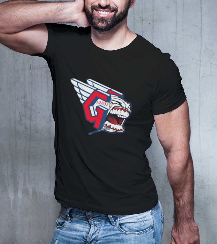 Cleveland Guardians Screaming G With Baseball Bat Wings T-Shirt