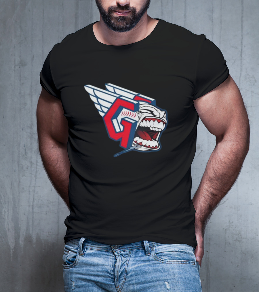 Cleveland Guardians Screaming G With Baseball Bat Wings T-Shirt
