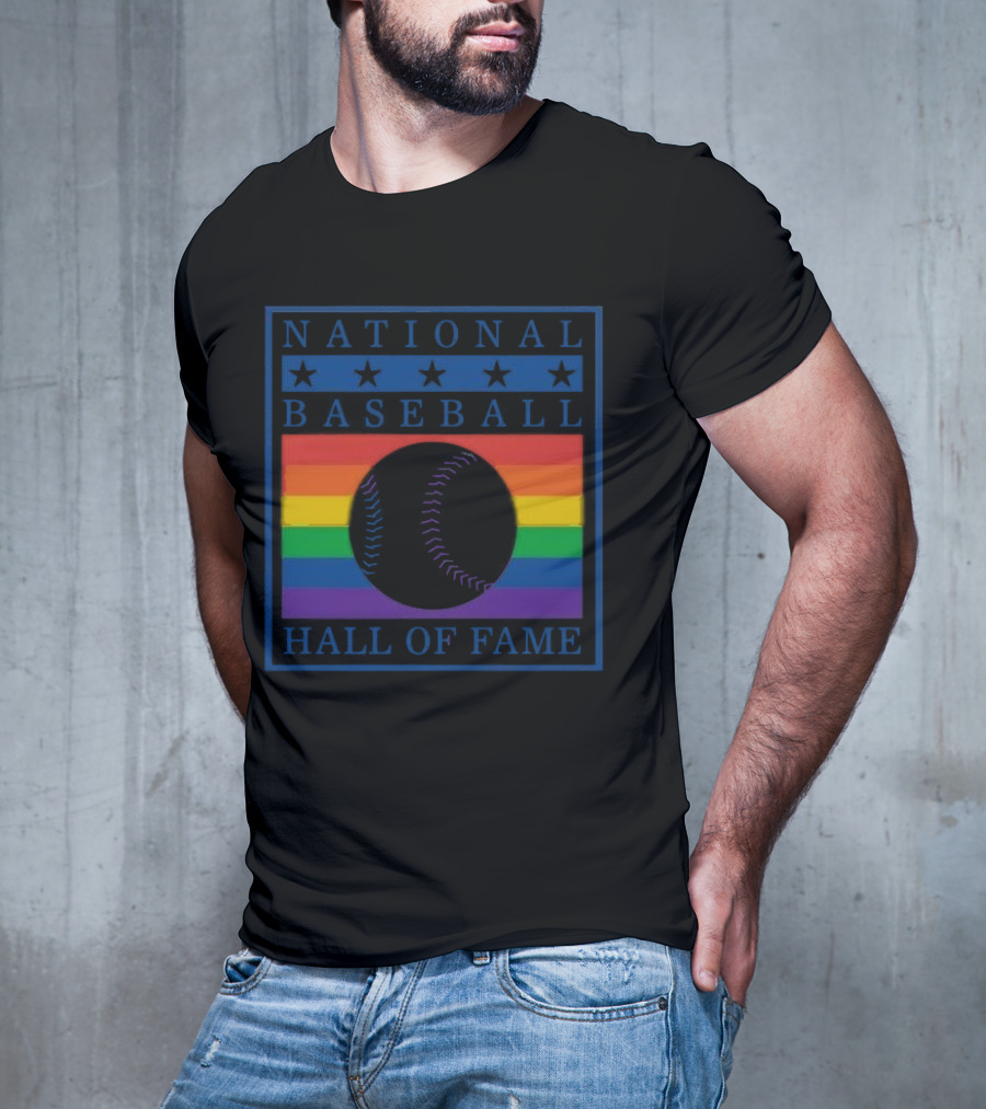 National Baseball Hall Of Fame Rainbow Pride Emblem T-Shirt