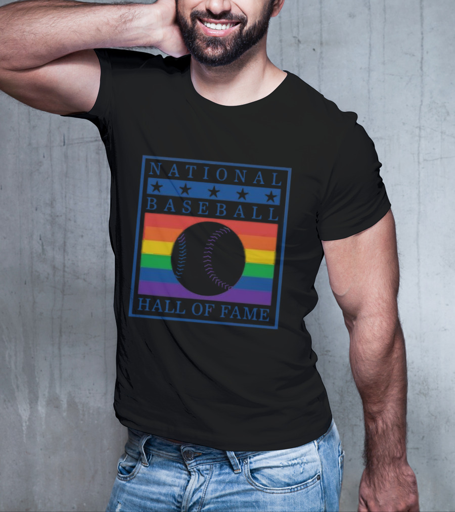 National Baseball Hall Of Fame Rainbow Pride Emblem T-Shirt