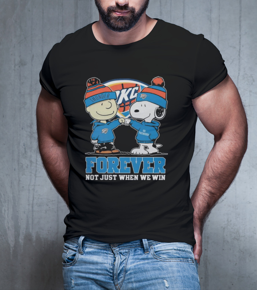 Snoopy Charlie Brown OKC Thunder Fist Bump Forever Not Just When We Win T-Shirt