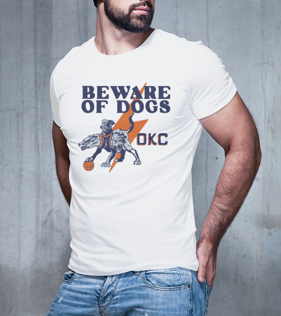 Beware Of Dogs OKC Thunder Basketball Team Lightning T-Shirt