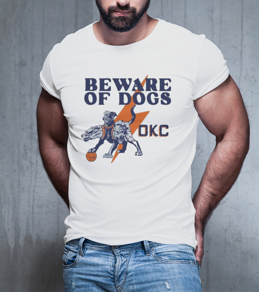 Beware Of Dogs OKC Thunder Basketball Team Lightning T-Shirt