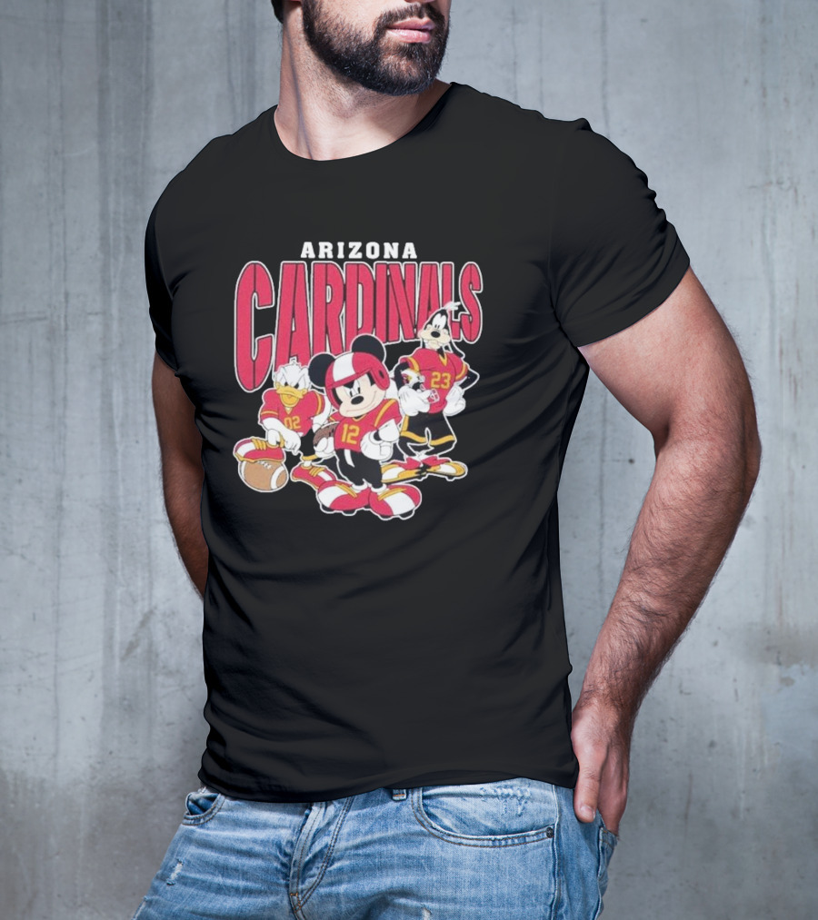 Arizona Cardinals Mickey Donald Duck Goofy Football Team T-Shirt