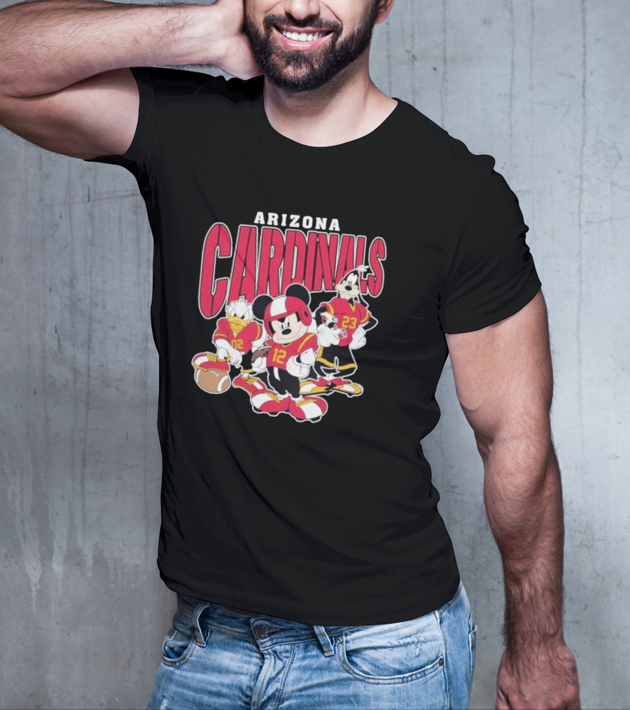 Arizona Cardinals Mickey Donald Duck Goofy Football Team T-Shirt