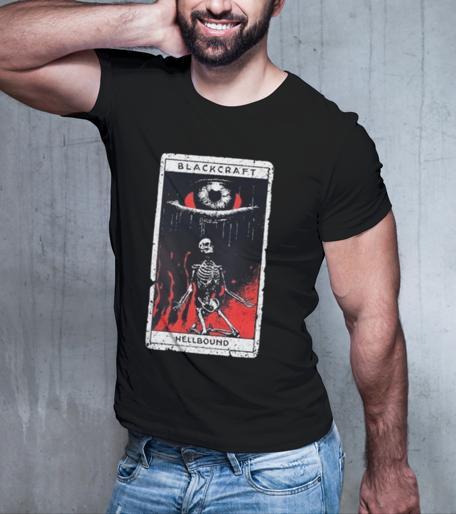 Blackcraft Cult Hellbound Tarot Skeleton Eye Flames T-Shirt