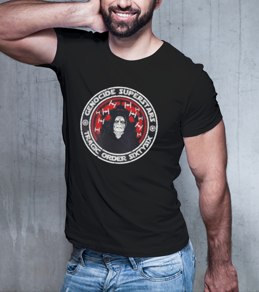 Genocide Superstars Tragic Order 66 Dark Side Icon With Red Spacecrafts T-Shirt