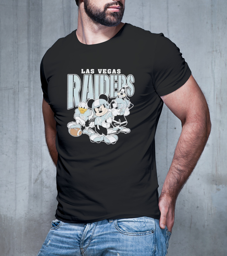 Las Vegas Raiders Mickey Mouse Donald Duck Goofy Football Team T-Shirt