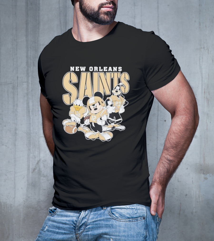 New Orleans Saints Mickey Donald Duck Goofy Football Team T-Shirt