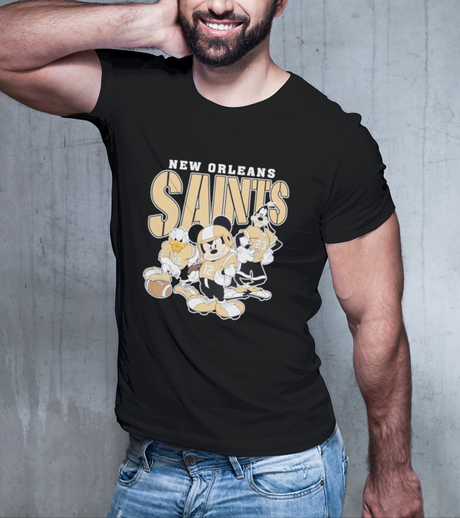 New Orleans Saints Mickey Donald Duck Goofy Football Team T-Shirt