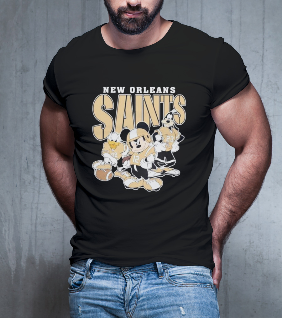 New Orleans Saints Mickey Donald Duck Goofy Football Team T-Shirt