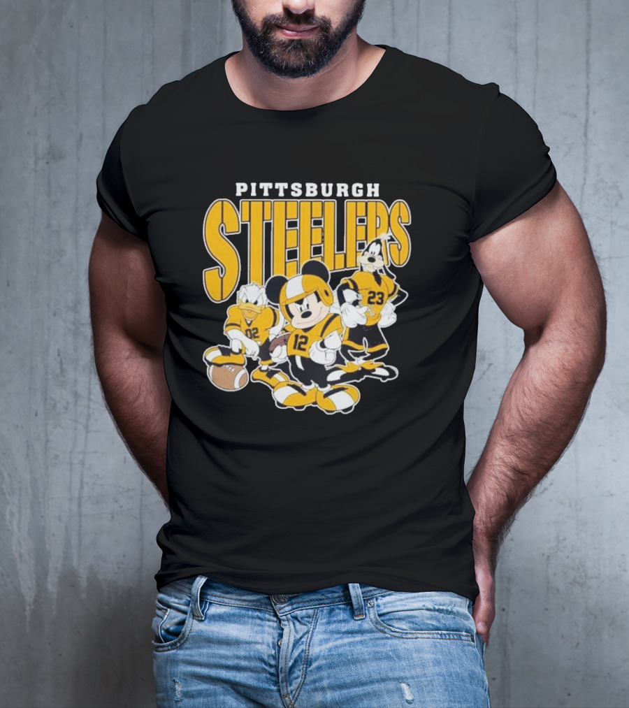 Pittsburgh Steelers Mickey Mouse Donald Duck Goofy Football Team T-Shirt