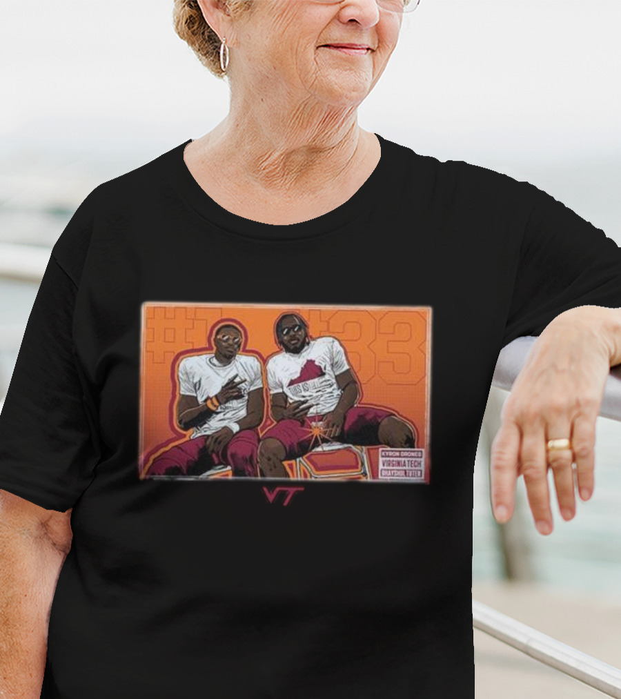 Kyron Drones And Bhayshul Tuten Virginia Tech NCAA Football Caricature #33 VT T-Shirt