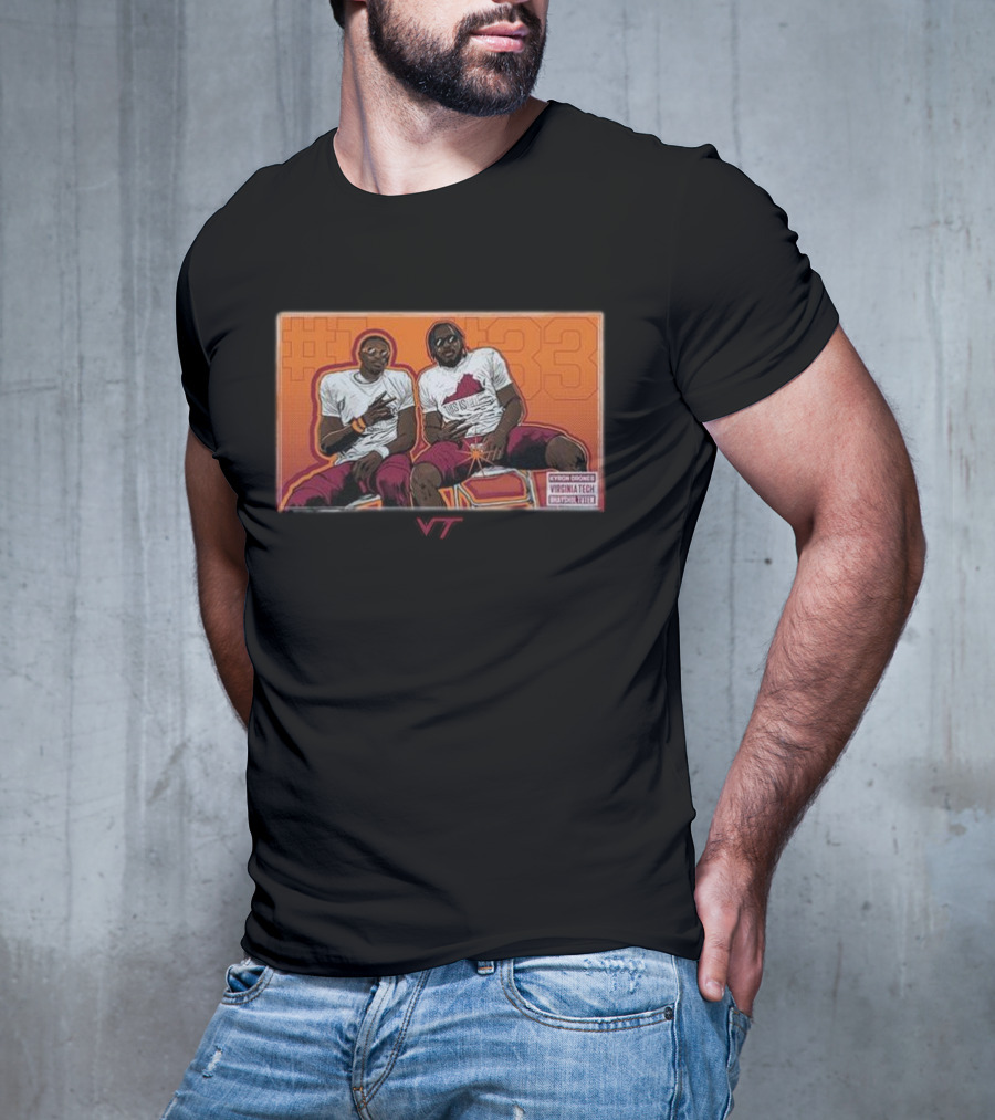 Kyron Drones And Bhayshul Tuten Virginia Tech NCAA Football Caricature #33 VT T-Shirt