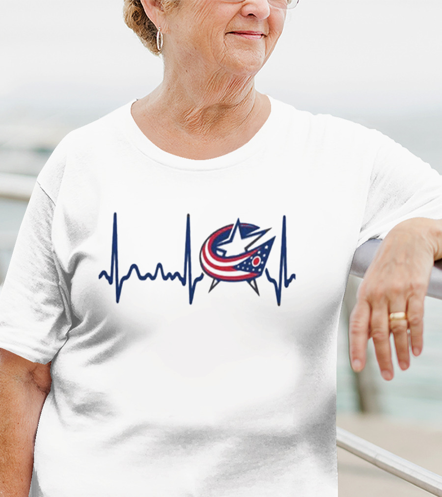 Columbus Blue Jackets Heartbeat Hockey T-Shirt