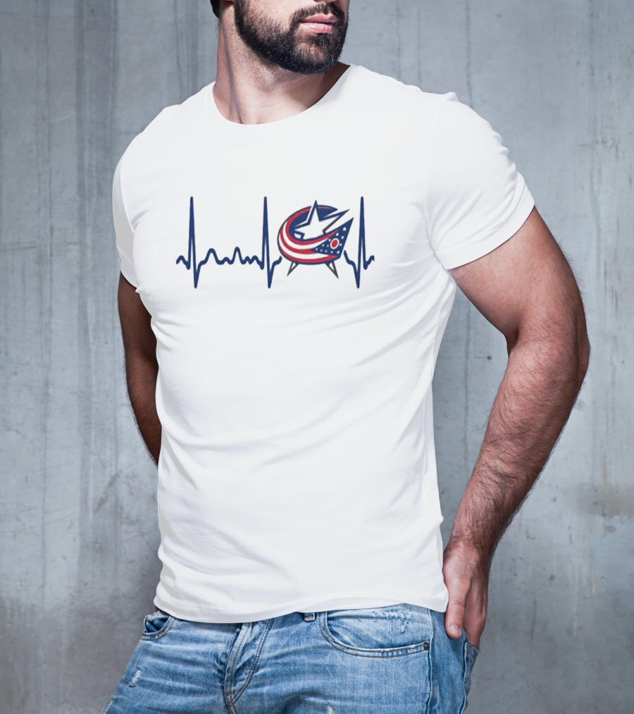 Columbus Blue Jackets Heartbeat Hockey T-Shirt