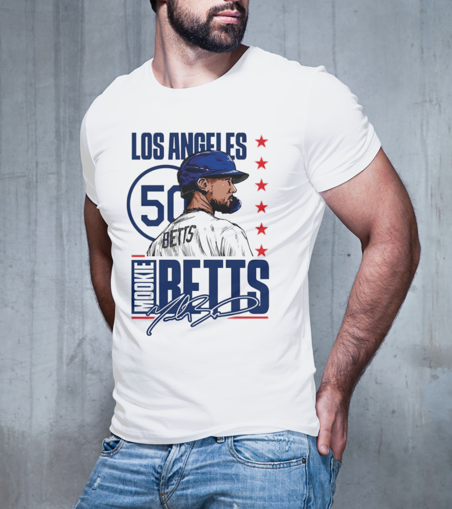 Mookie Betts 50 Los Angeles Dodgers Baseball Stars T-Shirt