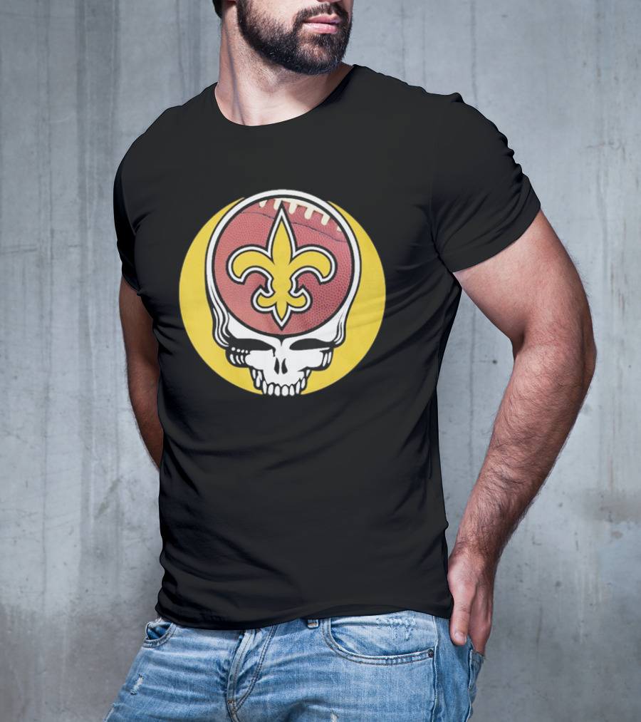 New Orleans Saints Grateful Dead Skull Logo Football T-Shirt
