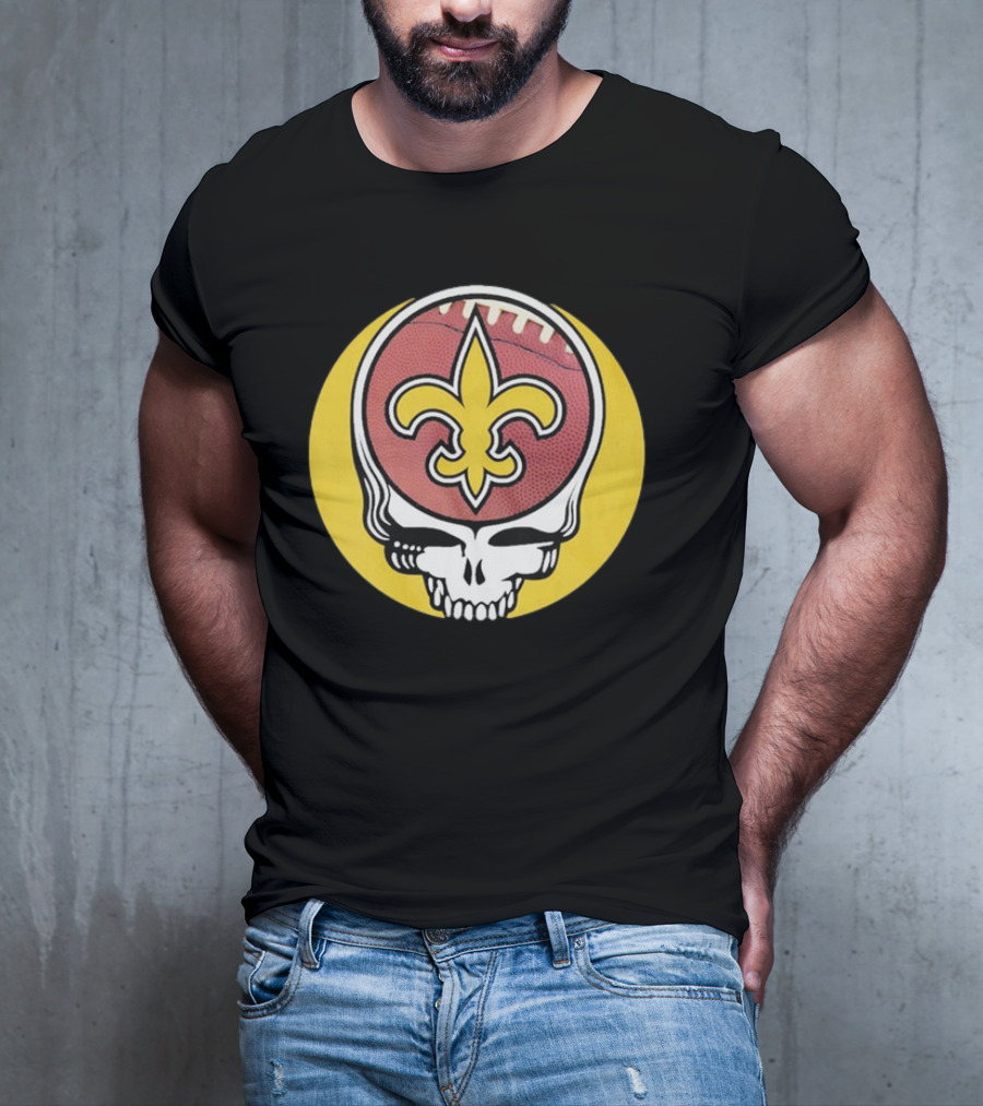 New Orleans Saints Grateful Dead Skull Logo Football T-Shirt