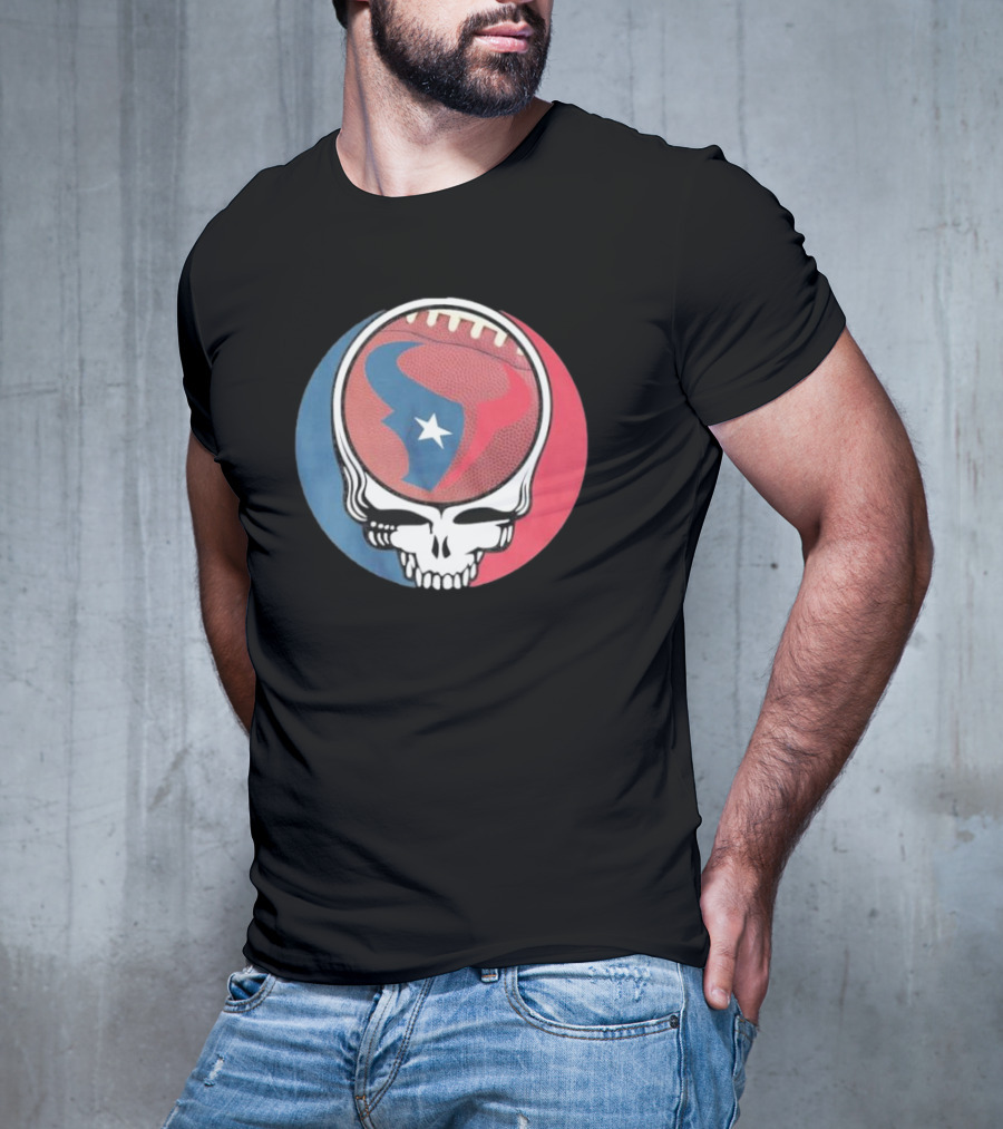 Original Houston Texans Grateful Dead Football Skull T-Shirt