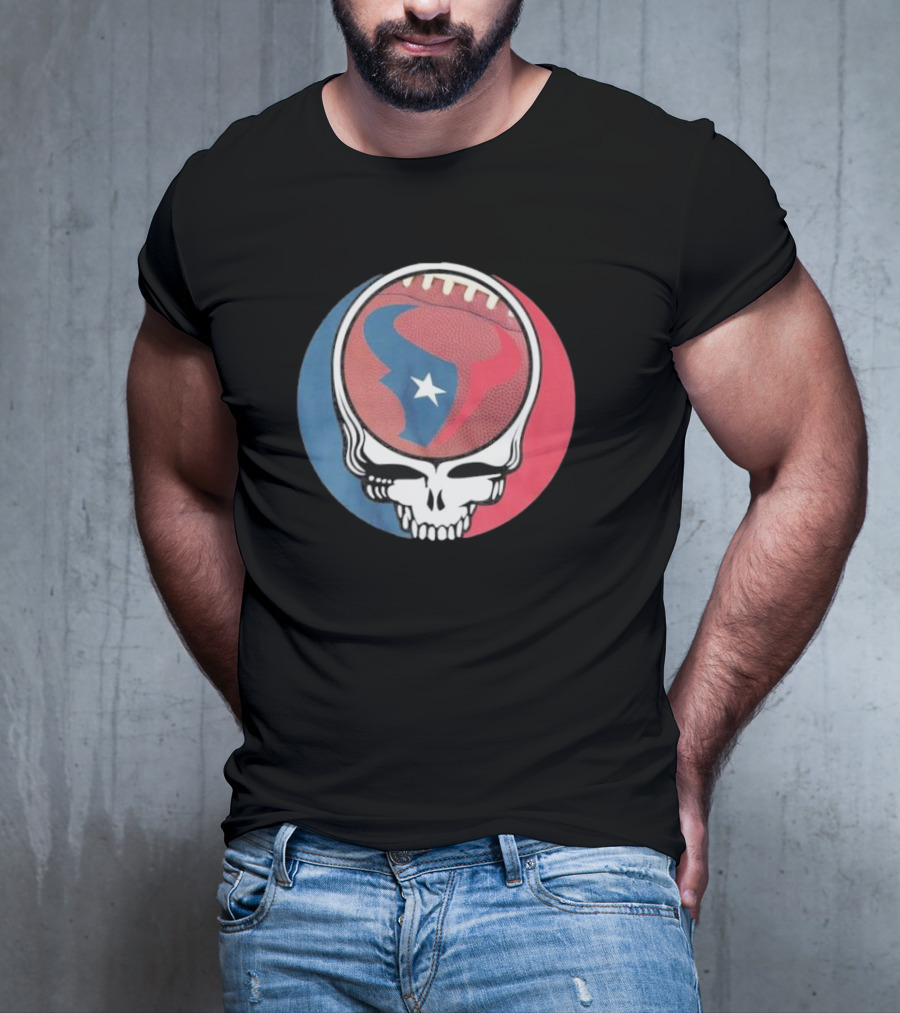 Original Houston Texans Grateful Dead Football Skull T-Shirt