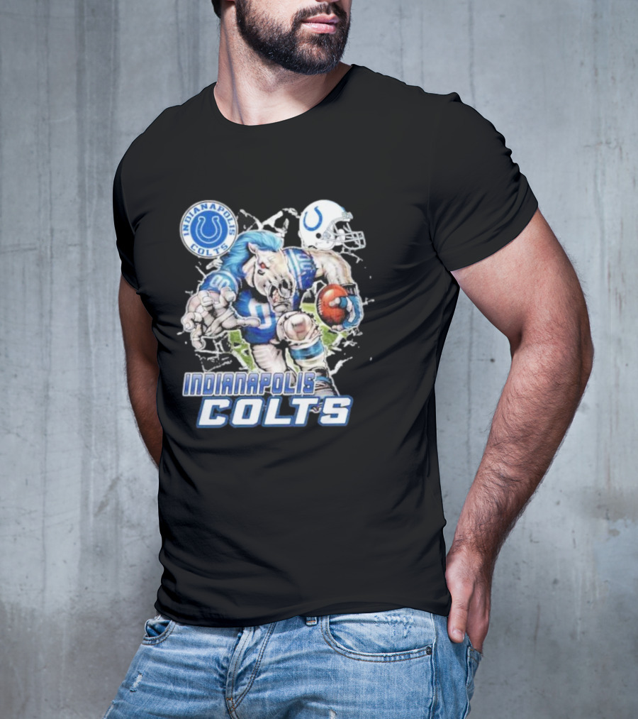 Indianapolis Colts Mascot Breaking Through Wall Vintage T-Shirt