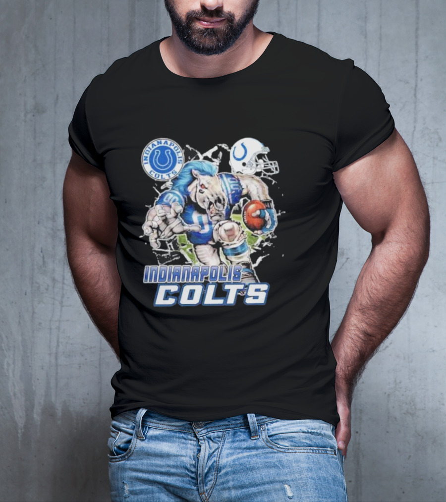 Indianapolis Colts Mascot Breaking Through Wall Vintage T-Shirt