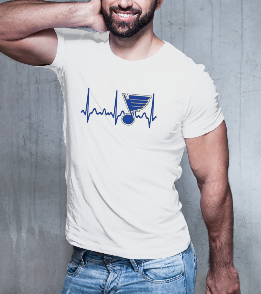 St Louis Blues Heartbeat Hockey T-Shirt