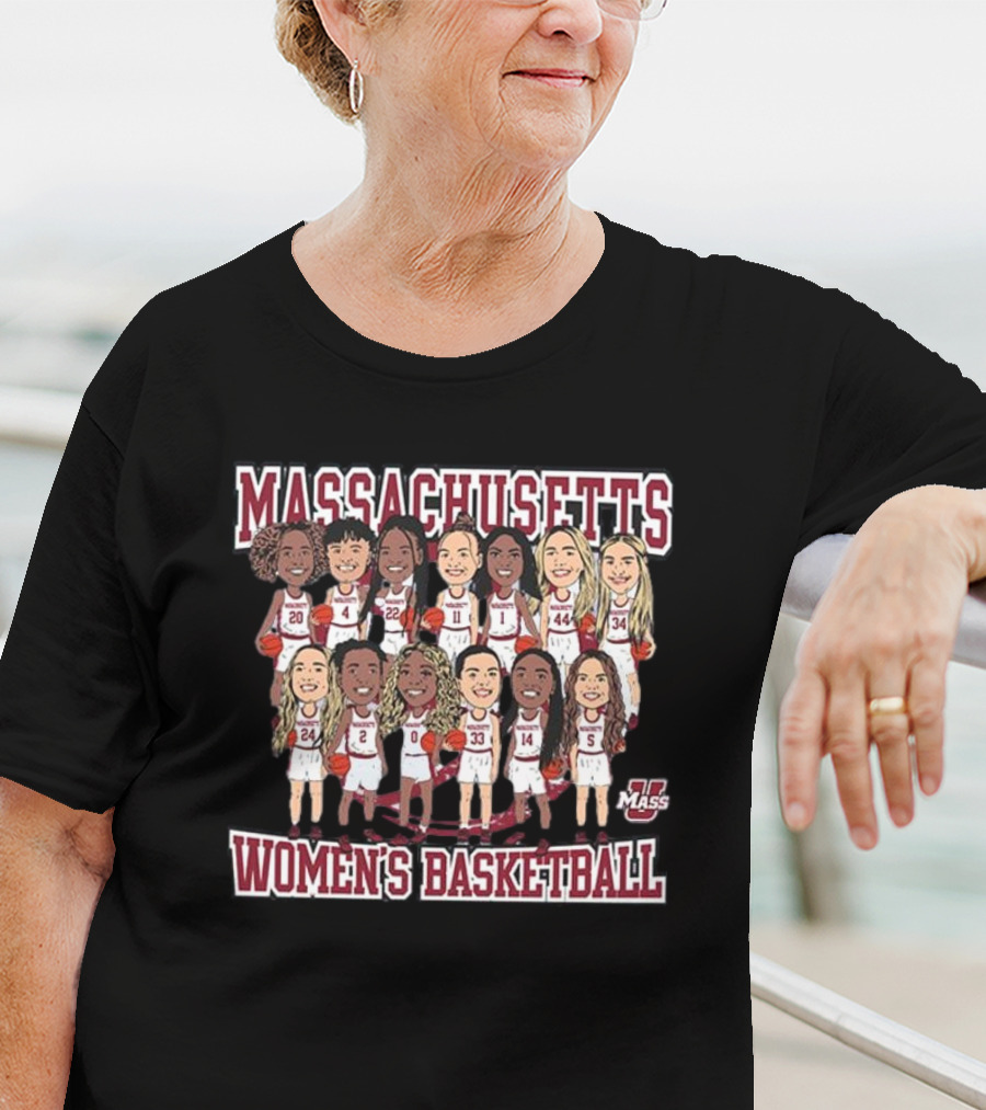 Massachusetts UMass Women's Basketball Team Caricature T-Shirt