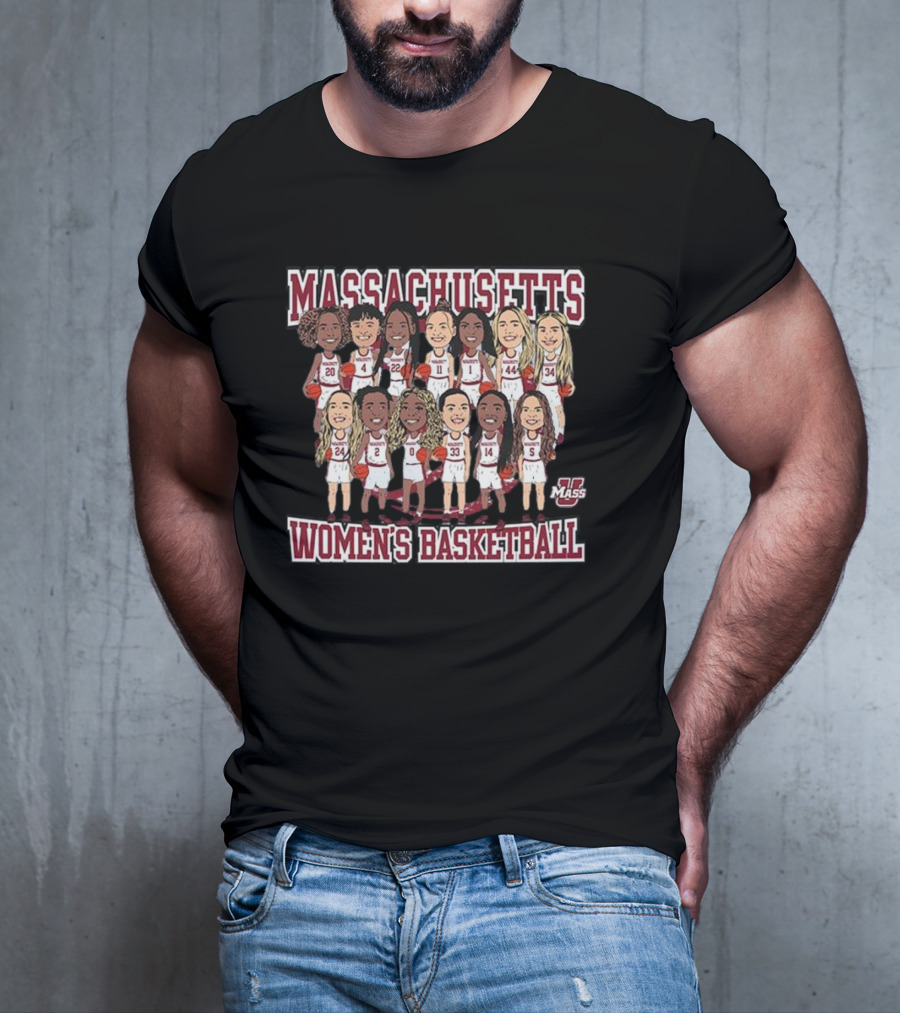 Massachusetts UMass Women's Basketball Team Caricature T-Shirt