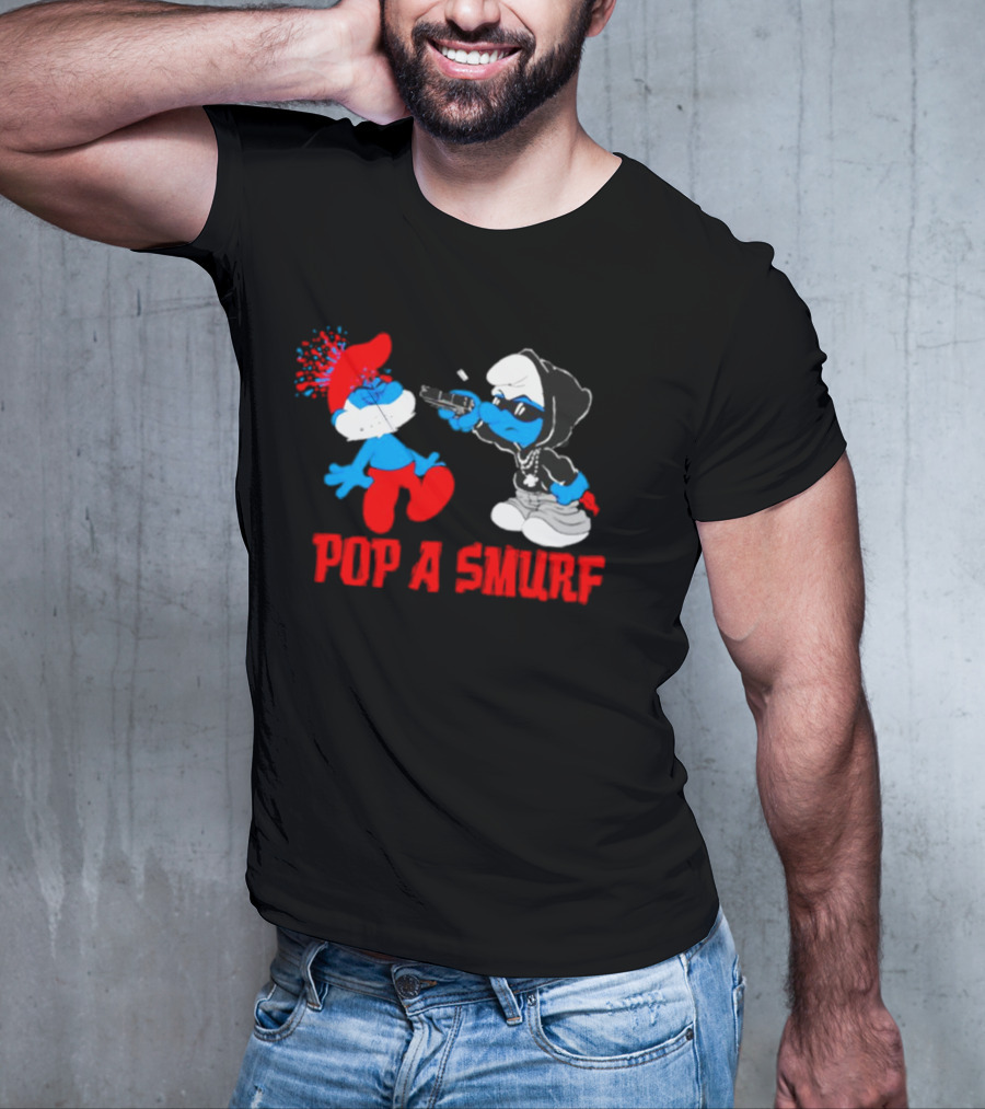 Pop A Smurf Gangster Smurf With Spray Can Urban T-Shirt