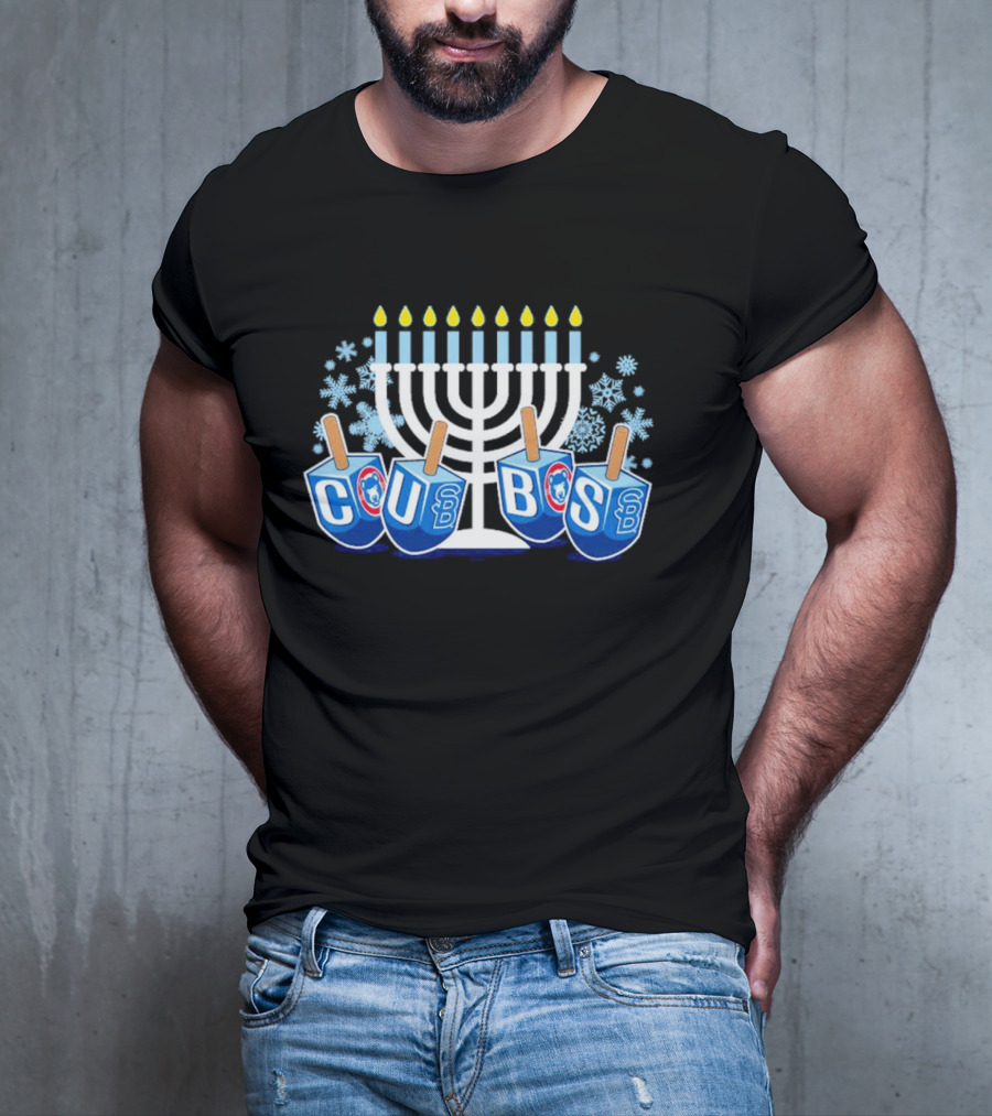 Cubs Menorah Hanukkah Dreidel Snowflakes T-Shirt