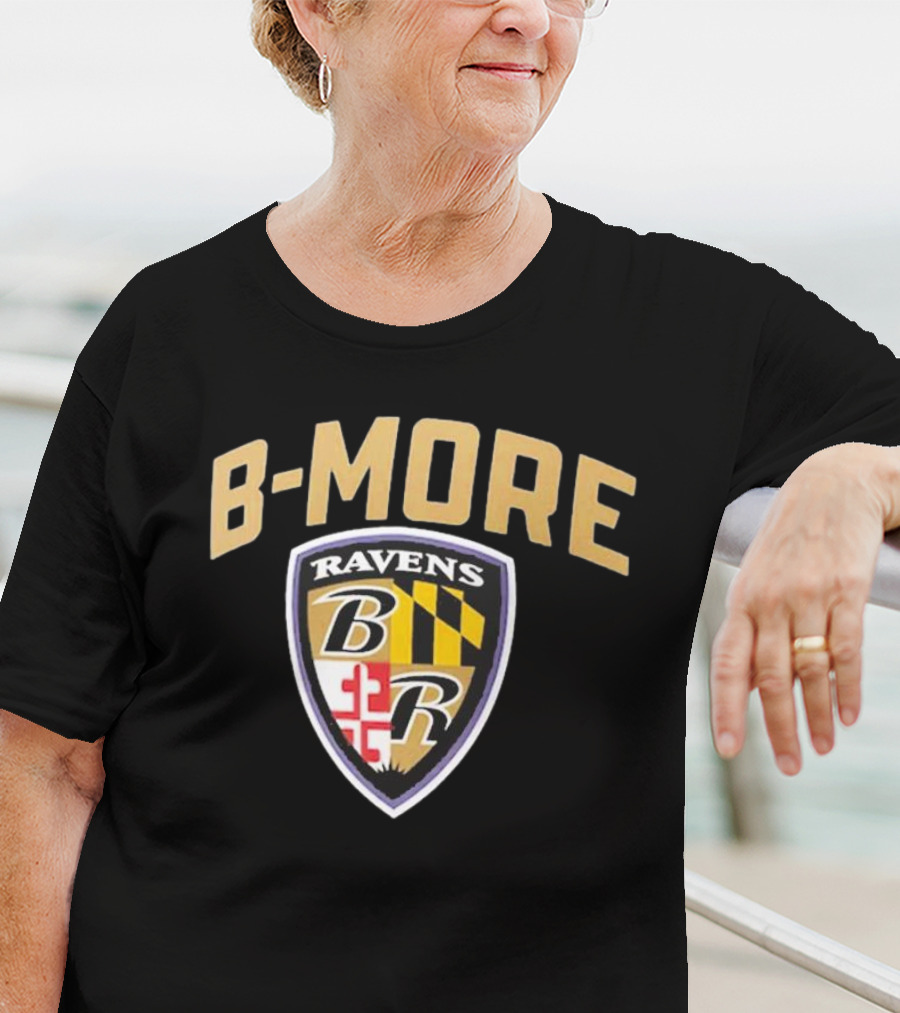 B-MORE Baltimore Ravens Logo Shield Ravens B R T-Shirt