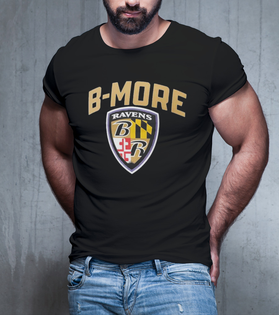 B-MORE Baltimore Ravens Logo Shield Ravens B R T-Shirt