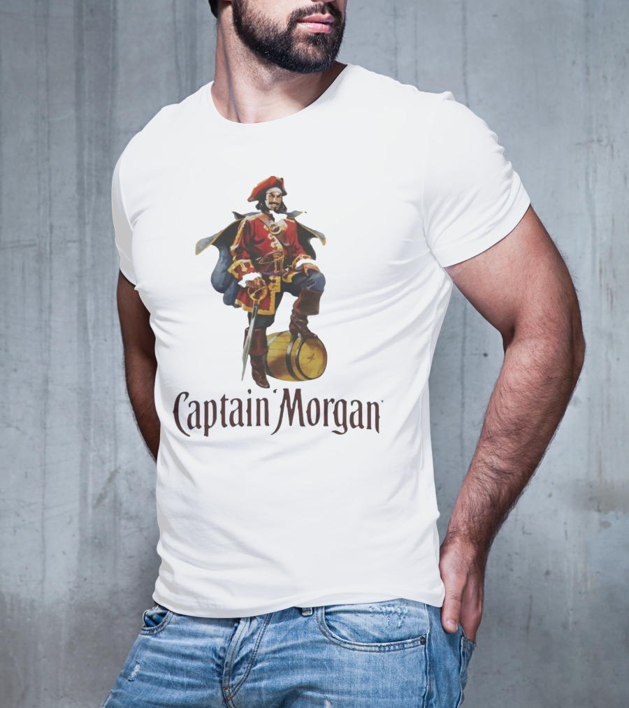 Captain Morgan Rum Pirate Standing On Barrel T-Shirt