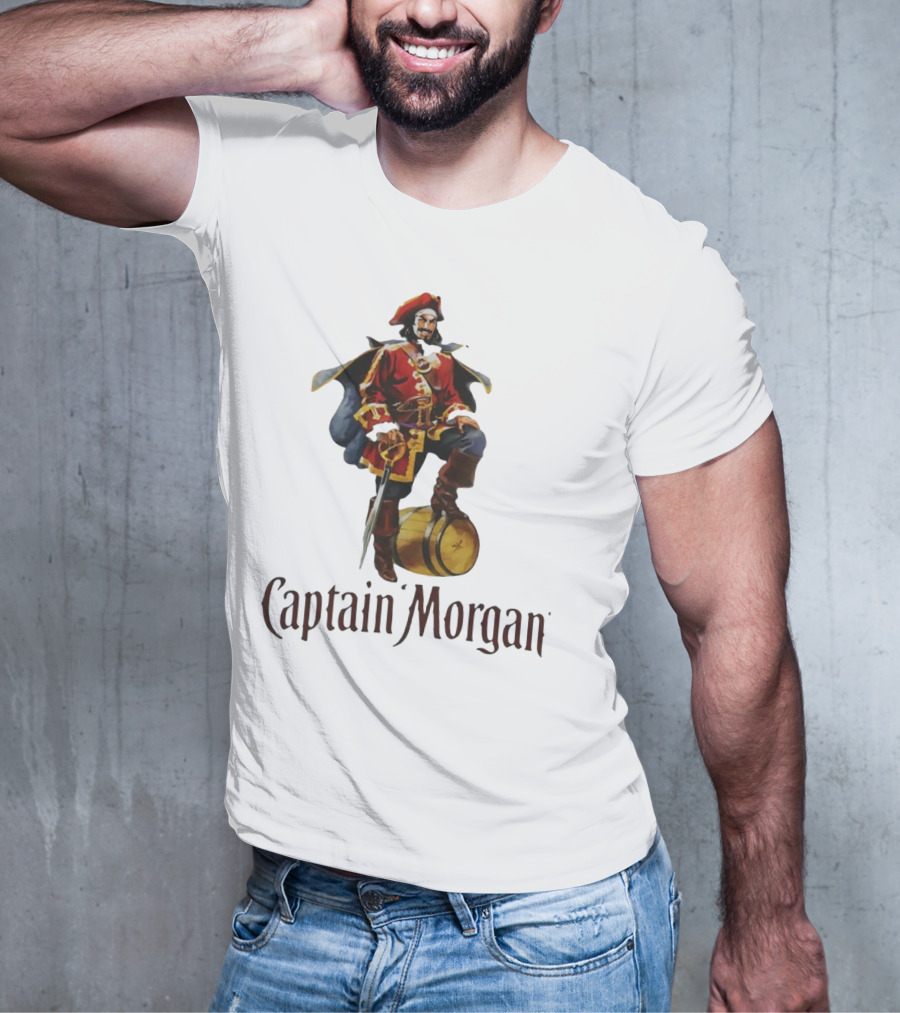Captain Morgan Rum Pirate Standing On Barrel T-Shirt